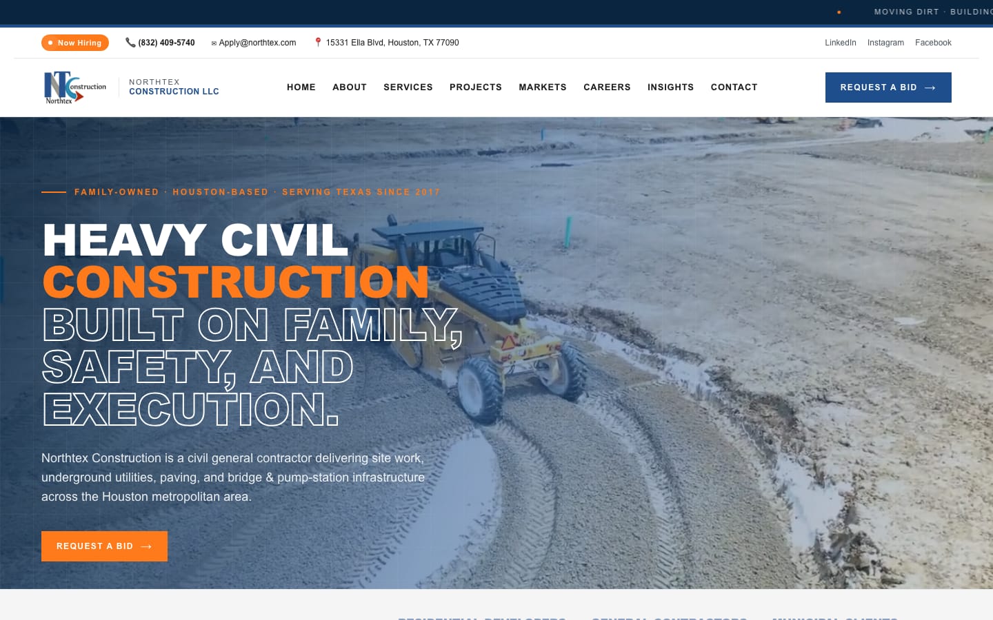 NorthTex Construction website homepage